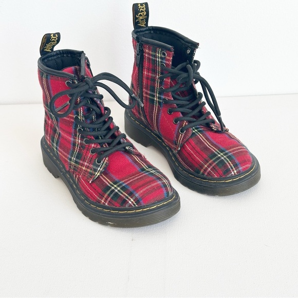 Dr. Martens Boots YOUTH 1460 Tartan  Red Plaid Kids Size 12 US - Picture 12 of 13